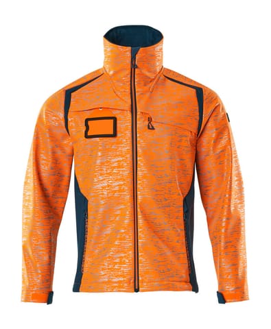 ⁨MASCOT® Kurtka softshell ACCELERATE SAFE (kolor pomarańcz hi-vis/ciemna petrolowy, rozmiar L)⁩ w sklepie Wasserman.eu
