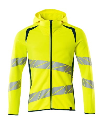 ⁨MASCOT® Bluza z kapturem z zamkiem błyskawicznym ACCELERATE SAFE (kolor żółty hi-vis/ciemna petrolowy, rozmiar 2XL)⁩ w sklepie Wasserman.eu