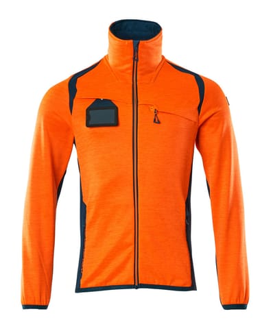 ⁨MASCOT® Bluza polarowa z zamkiem błyskawicznym ACCELERATE SAFE (kolor pomarańcz hi-vis/ciemna petrolowy, rozmiar L)⁩ w sklepie Wasserman.eu