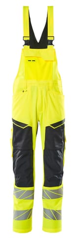 ⁨MASCOT® Ogrodniczki z kieszeniami na kolanach ACCELERATE SAFE (kolor żółty hi-vis/ciemny granat, rozmiar 82C50)⁩ w sklepie Wasserman.eu
