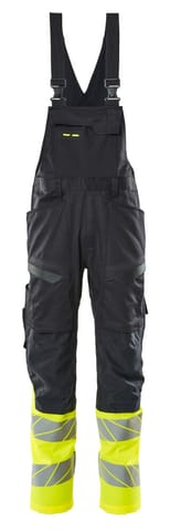⁨MASCOT® Ogrodniczki z kieszeniami na kolanach ACCELERATE SAFE (kolor ciemny granat/żółty hi-vis, rozmiar 82C62)⁩ w sklepie Wasserman.eu