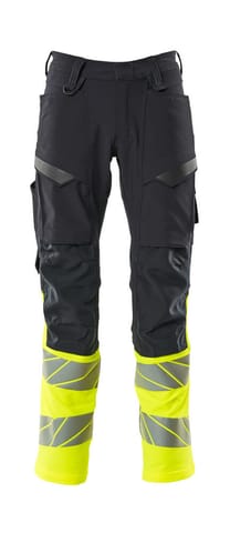 ⁨MASCOT® Spodnie z kieszeniami na kolanach ACCELERATE SAFE (kolor ciemny granat/żółty hi-vis, rozmiar 82C44)⁩ w sklepie Wasserman.eu
