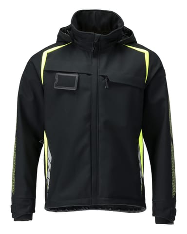⁨MASCOT® Kurtka softshell z kapturem ACCELERATE SAFE (kolor czerń/żółty hi-vis, rozmiar L)⁩ w sklepie Wasserman.eu