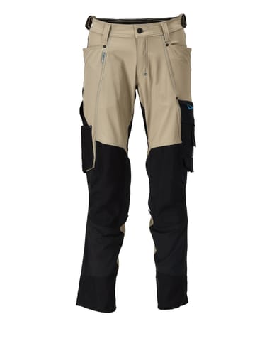 ⁨MASCOT® Spodnie z kieszeniami na kolanach ADVANCED (kolor jasny khaki/czerń, rozmiar 76C56)⁩ w sklepie Wasserman.eu