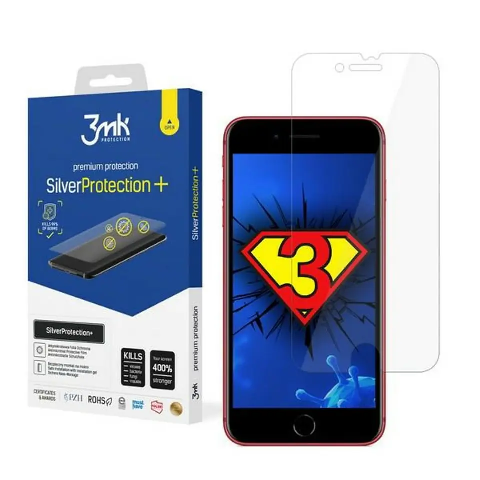 ⁨3MK Silver Protect+ iPhone 8 PlusFolia Antymikrobowa montowana na mokro⁩ w sklepie Wasserman.eu