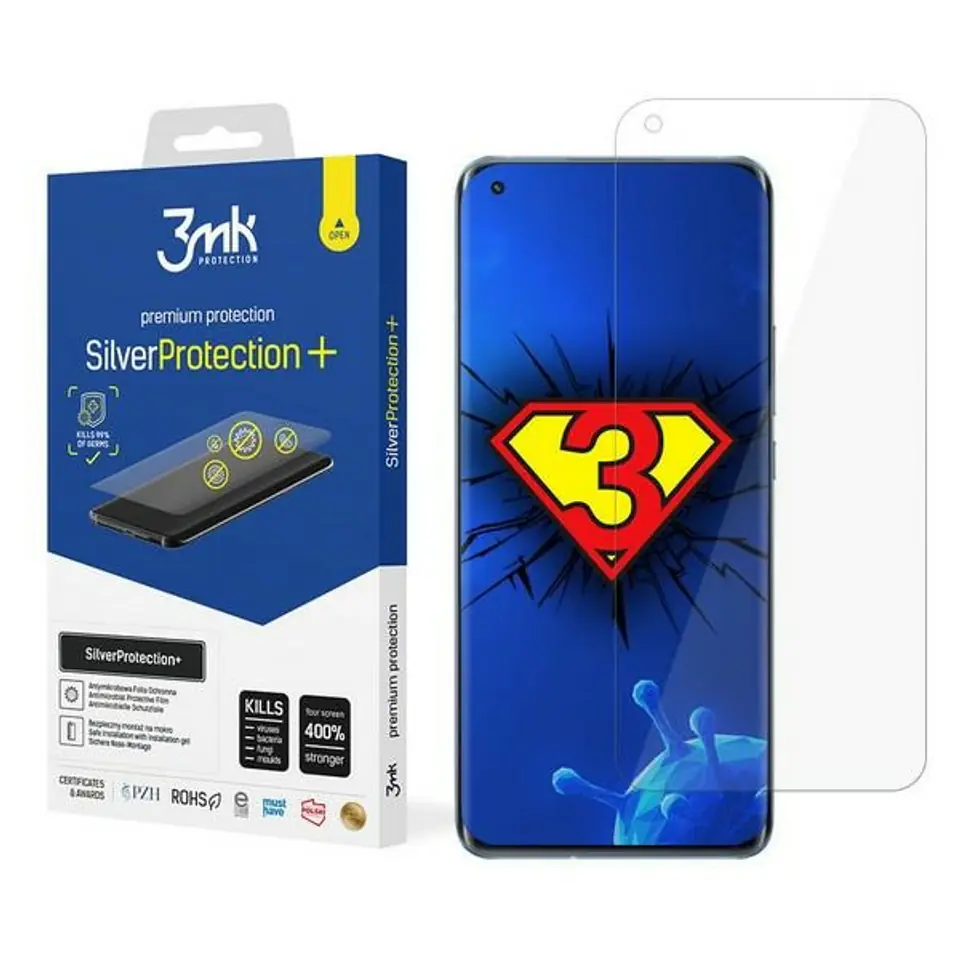 ⁨3MK Silver Protect+ Xiaomi Mi 11 5G Wet Mounted Antimicrobial Film⁩ at Wasserman.eu