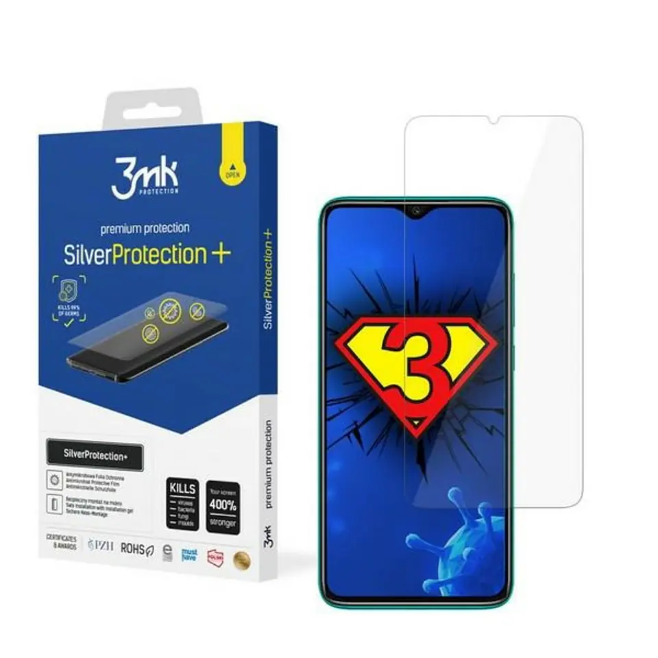 ⁨3MK Silver Protect+ Xiaomi Redmi Note 8 Pro, Wet Mounted Antimicrobial Film⁩ at Wasserman.eu