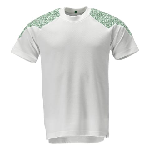 ⁨MASCOT® T-Shirt, z krótkimi rękawami FOOD & CARE (kolor biel/zielona trawa, rozmiar L)⁩ w sklepie Wasserman.eu
