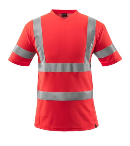 ⁨MASCOT® T-Shirt SAFE CLASSIC (kolor czerwień hi-vis, rozmiar L)⁩ w sklepie Wasserman.eu