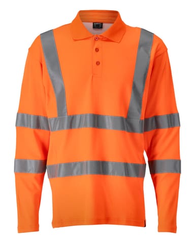 ⁨MASCOT® Koszulka polo z długimi rękawami SAFE CLASSIC (kolor pomarańcz hi-vis , rozmiar L)⁩ w sklepie Wasserman.eu