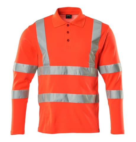 ⁨MASCOT® Koszulka polo z długimi rękawami SAFE CLASSIC (kolor czerwień hi-vis, rozmiar L)⁩ w sklepie Wasserman.eu