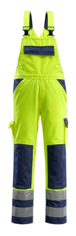 ⁨MASCOT® Ogrodniczki z kieszeniami na kolanach SAFE COMPETE (kolor żółty hi-vis/granat, rozmiar 90C50)⁩ w sklepie Wasserman.eu