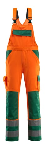 ⁨MASCOT® Ogrodniczki z kieszeniami na kolanach SAFE COMPETE (kolor pomarańcz hi-vis/zieleń, rozmiar 82C64)⁩ w sklepie Wasserman.eu