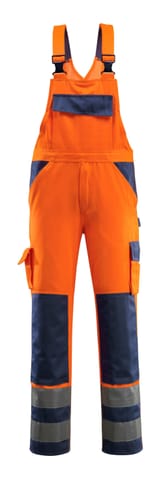 ⁨MASCOT® Ogrodniczki z kieszeniami na kolanach SAFE COMPETE (kolor pomarańcz hi-vis/granat, rozmiar 90C66)⁩ w sklepie Wasserman.eu