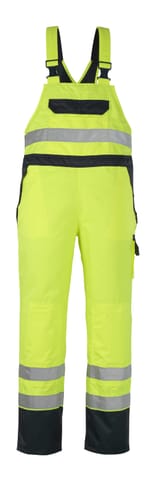 ⁨MASCOT® Ogrodniczki zewnętrzne naciągane SAFE IMAGE (kolor żółty hi-vis/granat, rozmiar L)⁩ w sklepie Wasserman.eu