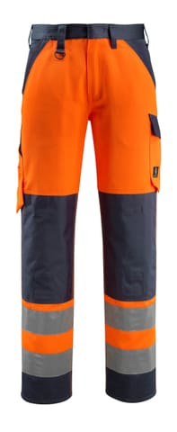 ⁨MASCOT® Spodnie z kieszeniami na kolanach SAFE LIGHT (kolor pomarańcz hi-vis/ciemny granat, rozmiar 76C48)⁩ w sklepie Wasserman.eu