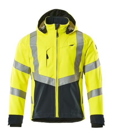 ⁨MASCOT® Kurtka softshell SAFE SUPREME (kolor żółty hi-vis/ciemny granat, rozmiar L)⁩ w sklepie Wasserman.eu