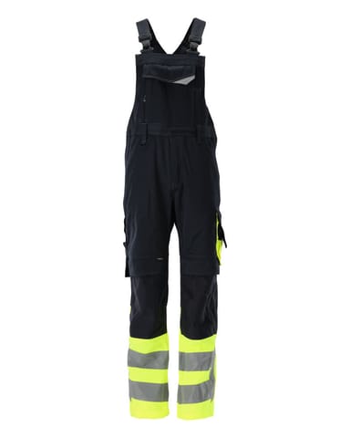 ⁨MASCOT® Ogrodniczki z kieszeniami na kolanach SAFE SUPREME (kolor ciemny granat/żółty hi-vis, rozmiar 76C50)⁩ w sklepie Wasserman.eu