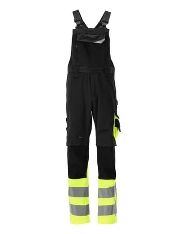 ⁨MASCOT® Ogrodniczki z kieszeniami na kolanach SAFE SUPREME (kolor czerń/żółty hi-vis, rozmiar 76C46)⁩ w sklepie Wasserman.eu