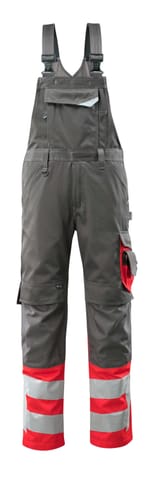⁨MASCOT® Ogrodniczki z kieszeniami na kolanach SAFE SUPREME (kolor ciemny antracyt/czerwień hi-vis, rozmiar 76C52)⁩ w sklepie Wasserman.eu
