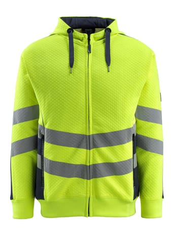 ⁨MASCOT® Bluza z kapturem z zamkiem błyskawicznym SAFE SUPREME (kolor żółty hi-vis/ciemny granat, rozmiar S)⁩ w sklepie Wasserman.eu