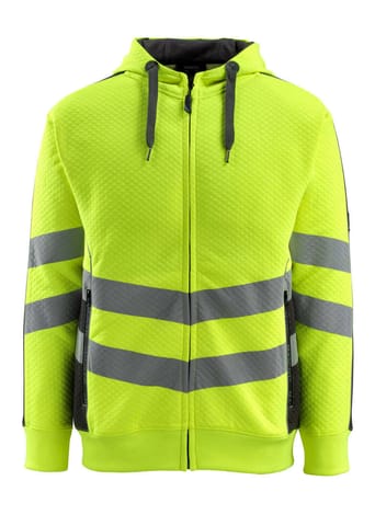 ⁨MASCOT® Bluza z kapturem z zamkiem błyskawicznym SAFE SUPREME (kolor żółty hi-vis/czerń, rozmiar L)⁩ w sklepie Wasserman.eu