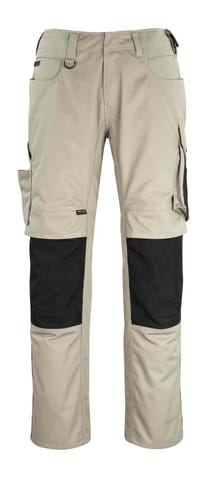 ⁨MASCOT® Spodnie z kieszeniami na kolanach UNIQUE (kolor jasny khaki/czerń, rozmiar 76C48)⁩ w sklepie Wasserman.eu