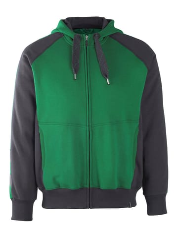⁨MASCOT® Bluza z kapturem z zamkiem błyskawicznym UNIQUE (kolor zieleń/czerń, rozmiar L)⁩ w sklepie Wasserman.eu