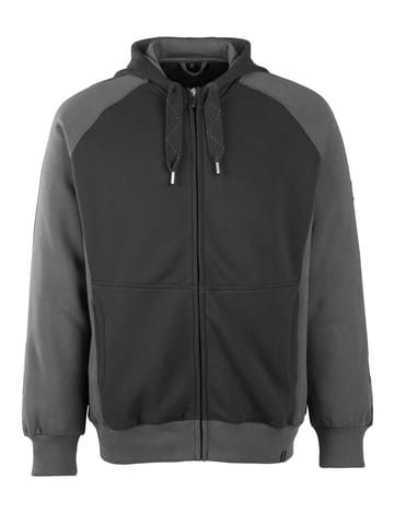 ⁨MASCOT® Bluza z kapturem z zamkiem błyskawicznym UNIQUE (kolor czerń/ciemny antracyt, rozmiar L)⁩ w sklepie Wasserman.eu