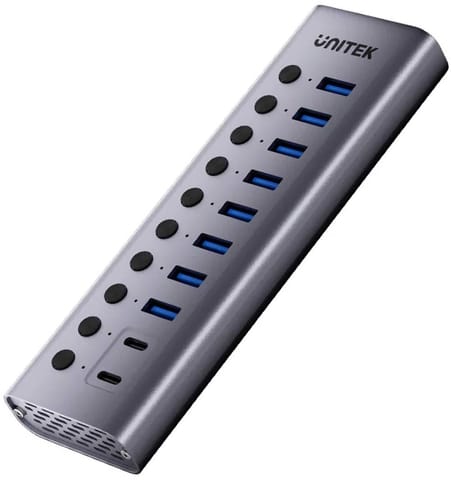 ⁨Unitek Hub USB C/USB A 10w1 5Gbps z włącznikami portów⁩ w sklepie Wasserman.eu