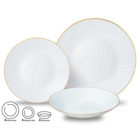 ⁨KOMPLET OBIADOWY OPAL DLA 6 OSÓB 18 ELEM. KINGHOFF KH-1876⁩ w sklepie Wasserman.eu
