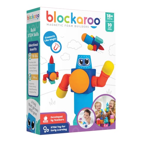 ⁨BLOCKAROO klocki konstrukcyjno - magnetyczne, piankowe do zabawy w wodzie - Zestaw mały ROBOT 10 elementów⁩ w sklepie Wasserman.eu