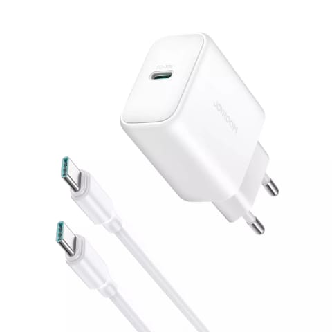 ⁨Ładowarka Joyroom Sieciowa USB-C PD 30W QC SFC - Biała + Kabel USB-C 1m⁩ w sklepie Wasserman.eu