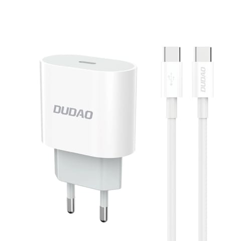 ⁨Ładowarka sieciowa Dudao 20W USB-C z kablem - Biała⁩ w sklepie Wasserman.eu