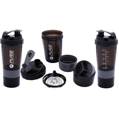 ⁨BIDON FITNESS SHAKER 500ML BLACK/GREY PURE 2 IMPROVE⁩ w sklepie Wasserman.eu