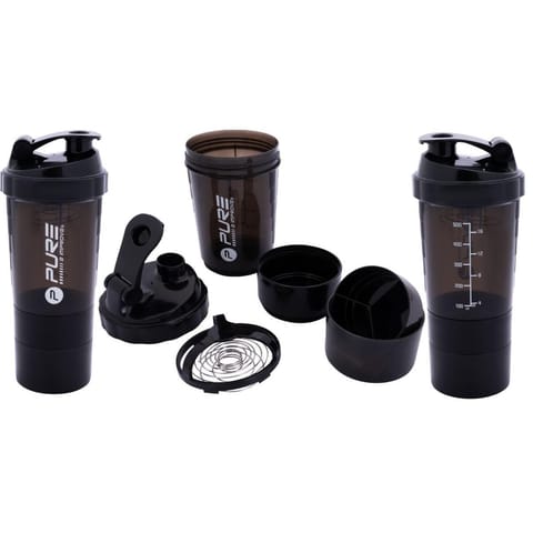 ⁨BIDON FITNESS SHAKER 500ML GREY/BLACK PURE 2 IMPROVE⁩ w sklepie Wasserman.eu