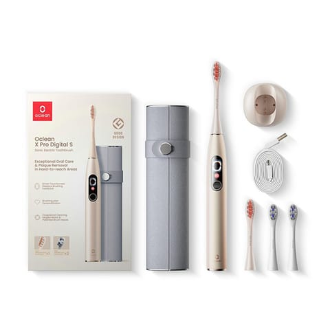 ⁨Set of sonic toothbrush Oclean X Pro Digital (gold)⁩ at Wasserman.eu