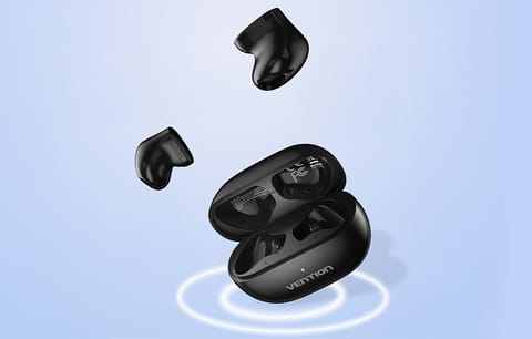 ⁨Słuchawki bezprzewodowe TWS Vention NBLB0 Earbuds T12 (Czarne)⁩ w sklepie Wasserman.eu
