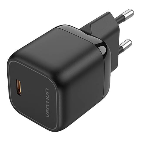 ⁨Ładowarka sieciowa Vention FAKB0-EU USB-C GaN 30W (czarna)⁩ w sklepie Wasserman.eu