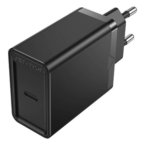 ⁨Ładowarka sieciowa Vention FAIB0-EU USB-C 30W (czarna)⁩ w sklepie Wasserman.eu