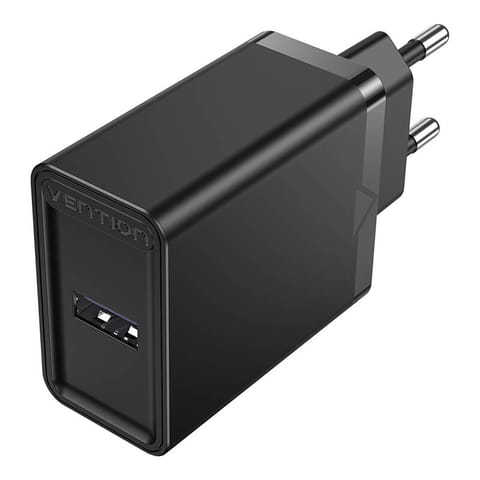 ⁨Ładowarka sieciowa Vention FACB0-EU USB 22.5W (czarna)⁩ w sklepie Wasserman.eu