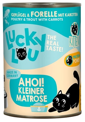 ⁨Lucky Lou Lifestage Kitten Drób i pstrąg puszka 400g⁩ w sklepie Wasserman.eu