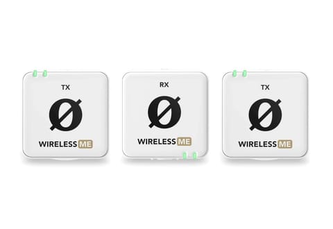 ⁨RODE Wireless ME Dual White  - Kompaktowy bezprzewodowy system mikrofonowy z dwoma nadajnikami do nagrywania dwukanałowego (biały)⁩ w sklepie Wasserman.eu