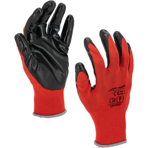 ⁨GLOVES NITRILE RED-BLACK L221910P, 12PAIRS, "10", CE, LAHTI⁩ at Wasserman.eu