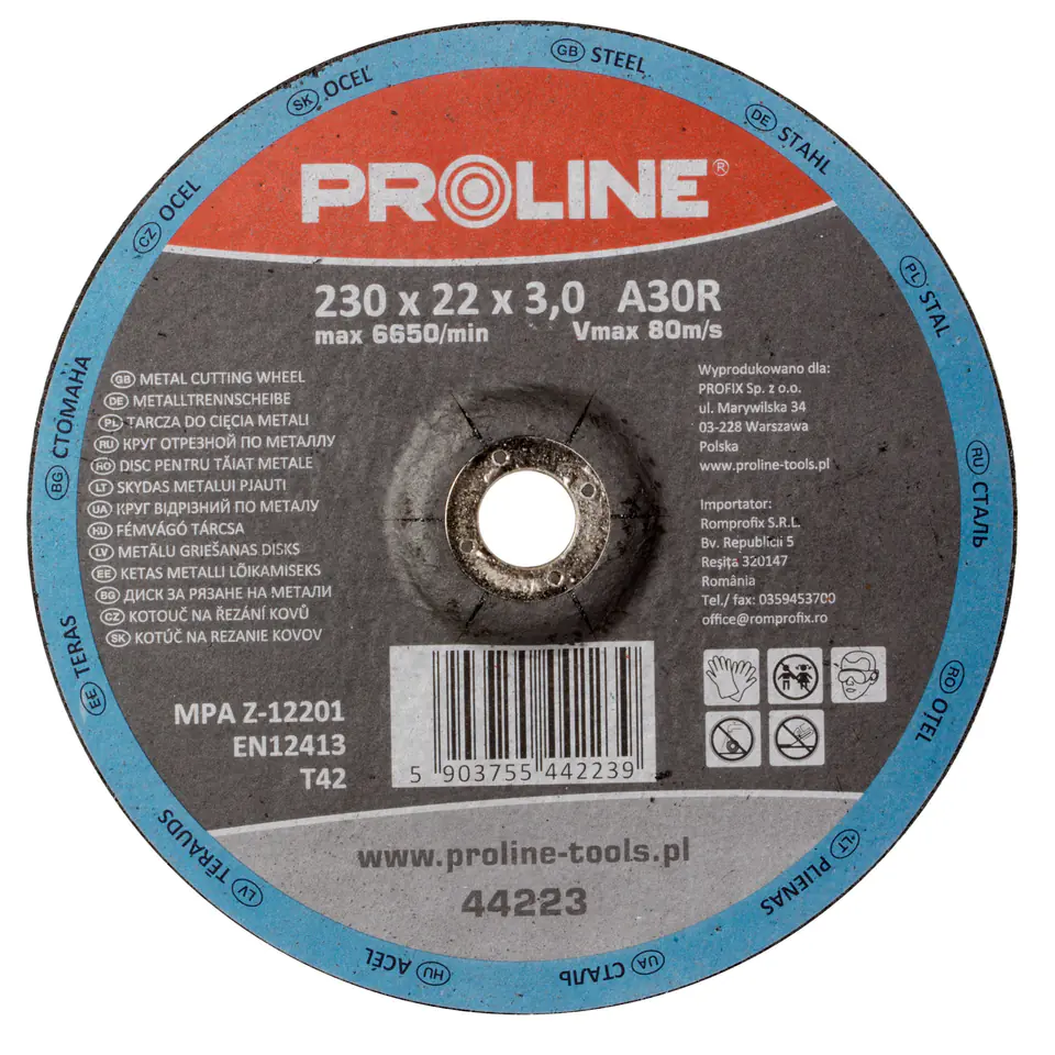 ⁨Tarcza do cięcia metalu wyp. t42, 115x2.5x22a30s proline⁩ w sklepie Wasserman.eu