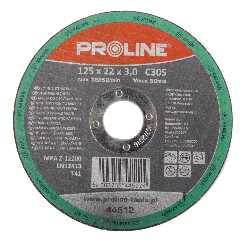 ⁨TARCZA DO CIĘCIA KAMIENIA, T41, 125x3.0x22C30S PROLINE⁩ w sklepie Wasserman.eu