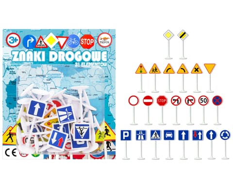 ⁨SET OF ROAD SIGNS 21 EL. FOR PLAY AND LEARNING 7 CM⁩ at Wasserman.eu