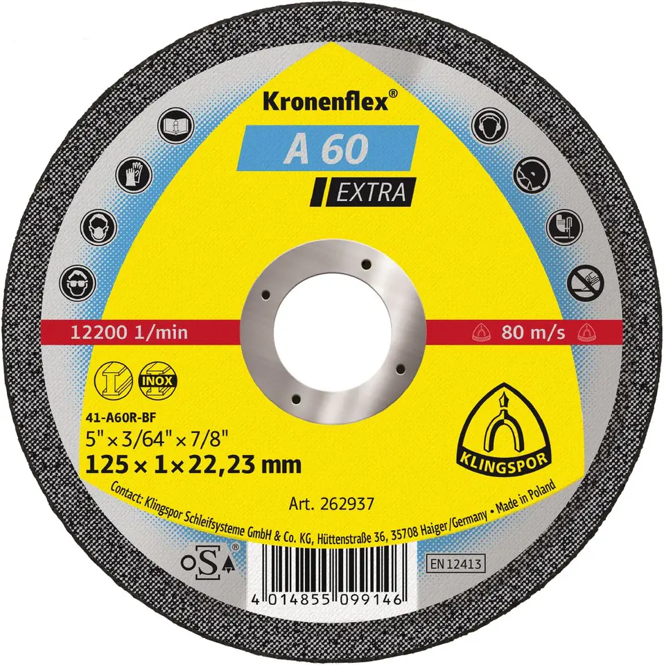 ⁨CUTTING DISCS FOR METAL - 125*1.0*22 FLAT⁩ at Wasserman.eu