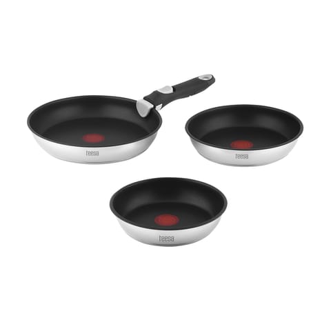 ⁨Zestaw patelni z odłączaną rączką 22cm , 24cm 28 cm TEESA FRYING PANS SINGLE HAND⁩ w sklepie Wasserman.eu