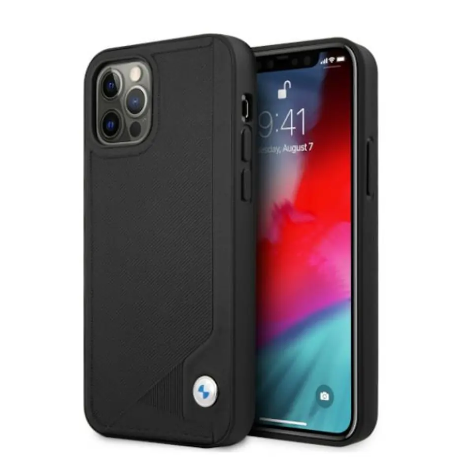 ⁨BMW Case BMHCP12LRCDPK iPhone 12 Pro Max 6,7" black/black hardcase Leather Deboss⁩ at Wasserman.eu